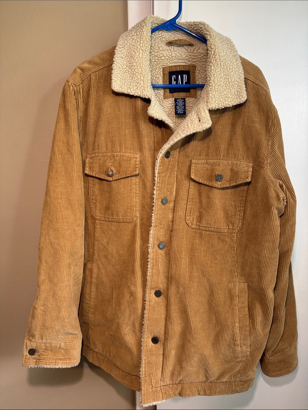 Vintage GAP Y2K Sherpa-Lined Trucker Corduroy Button-Down Jacket- Men’s Med